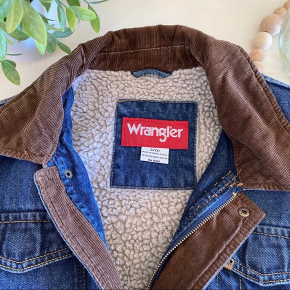 Vtg Wrangler denim Sherpa lined vest S - Picture 7 of 10